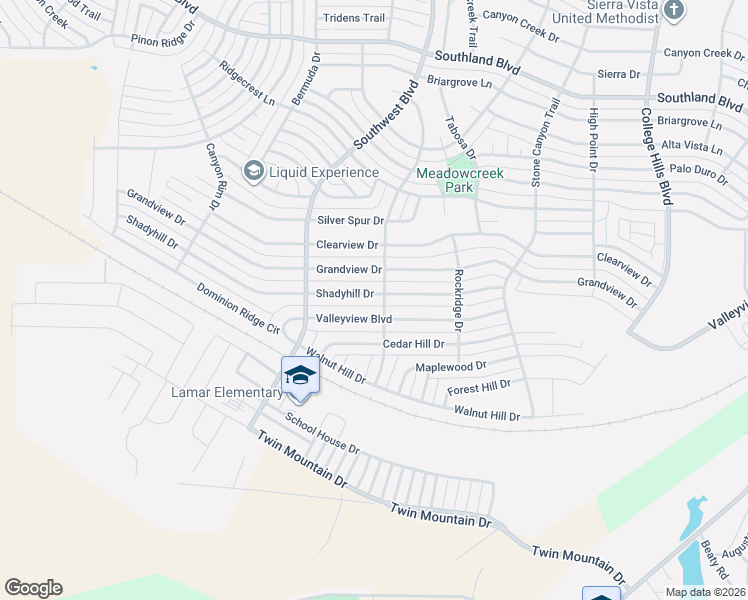 map of restaurants, bars, coffee shops, grocery stores, and more near 3409 Grandview Drive in San Angelo