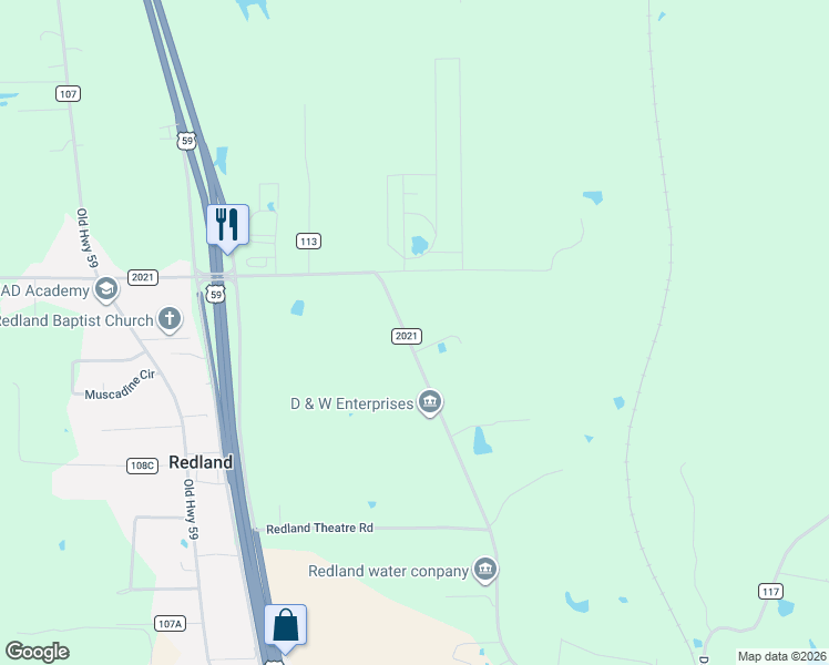map of restaurants, bars, coffee shops, grocery stores, and more near 3234 Farm to Market Road 2021 in Lufkin