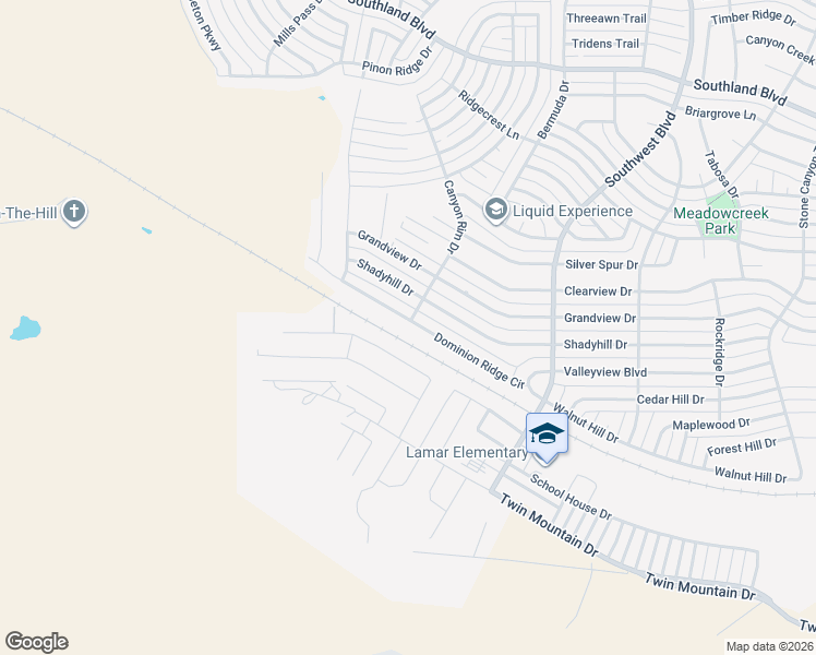 map of restaurants, bars, coffee shops, grocery stores, and more near 3605 Dominion Ridge in San Angelo
