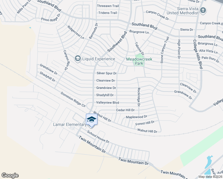 map of restaurants, bars, coffee shops, grocery stores, and more near 3409 Grandview Drive in San Angelo