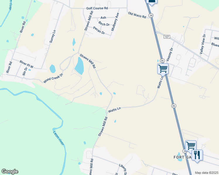 map of restaurants, bars, coffee shops, grocery stores, and more near 254 Brim in Gatesville