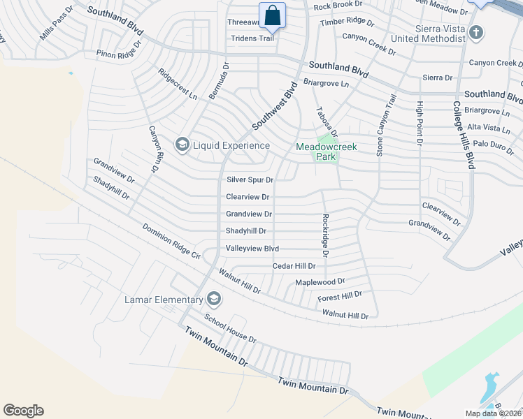 map of restaurants, bars, coffee shops, grocery stores, and more near 3409 Grandview Drive in San Angelo