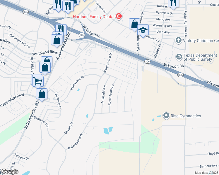 map of restaurants, bars, coffee shops, grocery stores, and more near 4726 Muirfield Avenue in San Angelo