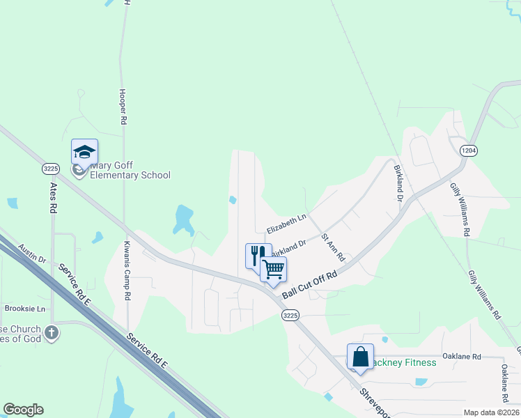 map of restaurants, bars, coffee shops, grocery stores, and more near 407 Donna Dr in Pineville