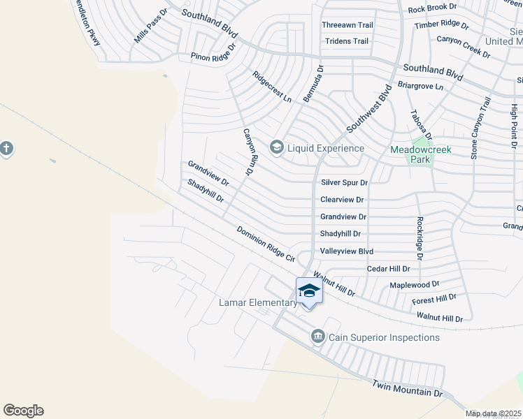 map of restaurants, bars, coffee shops, grocery stores, and more near 3554 Grandview Drive in San Angelo