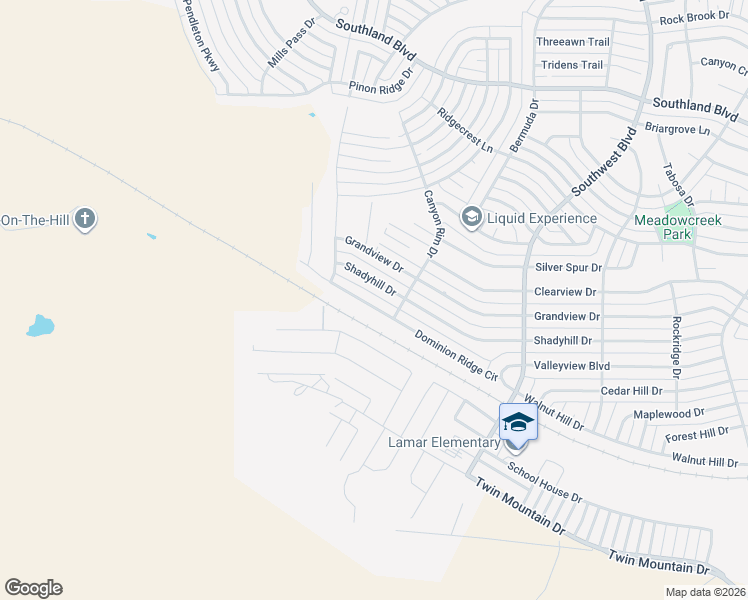 map of restaurants, bars, coffee shops, grocery stores, and more near 3625 Shadyhill Drive in San Angelo