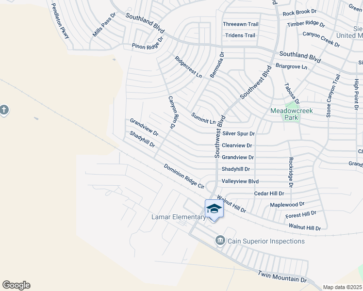 map of restaurants, bars, coffee shops, grocery stores, and more near 3554 Grandview Drive in San Angelo