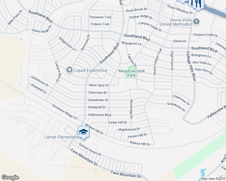 map of restaurants, bars, coffee shops, grocery stores, and more near 3342 Clearview Drive in San Angelo
