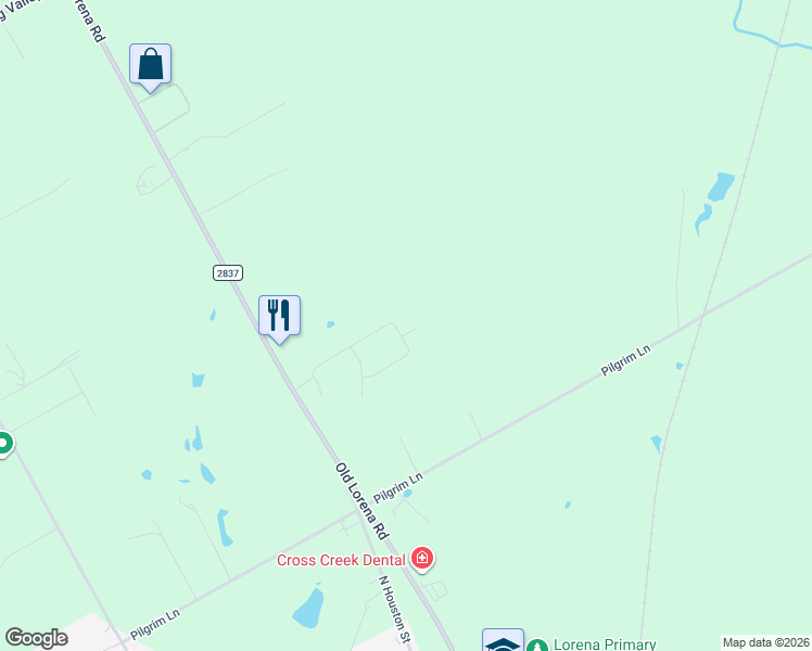 map of restaurants, bars, coffee shops, grocery stores, and more near Aerl Road in Lorena