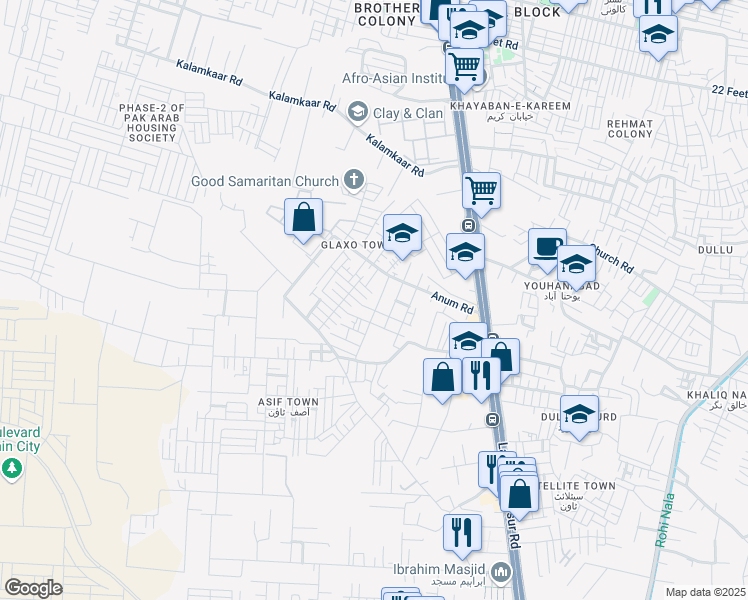 map of restaurants, bars, coffee shops, grocery stores, and more near in Lahore