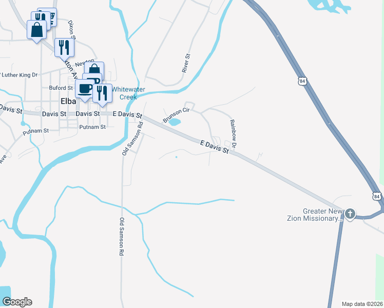 map of restaurants, bars, coffee shops, grocery stores, and more near 330-354 Reddoch Hill Road in Elba