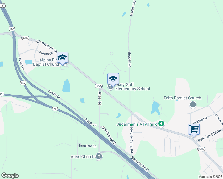 map of restaurants, bars, coffee shops, grocery stores, and more near 6900 Shreveport Highway in Pineville