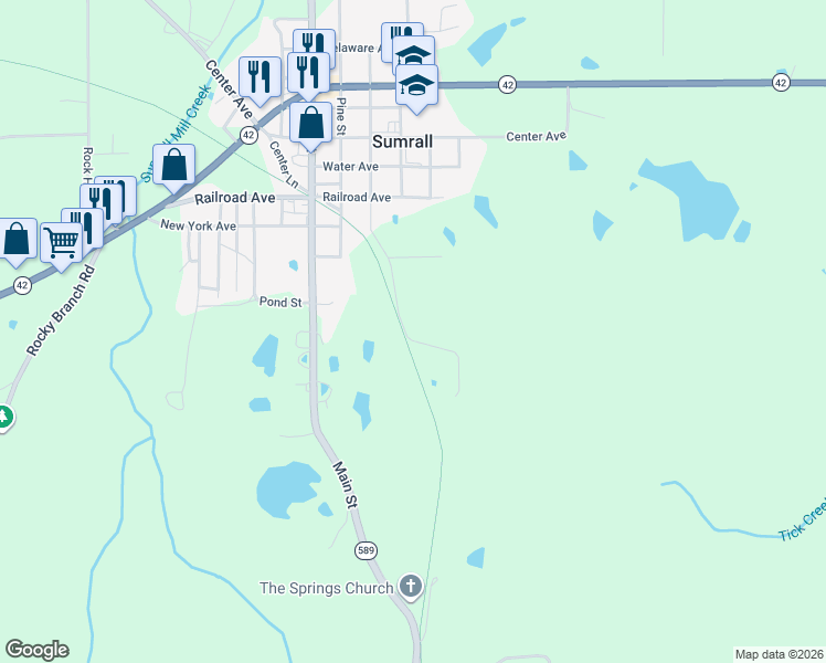 map of restaurants, bars, coffee shops, grocery stores, and more near 562 Poplar Street in Sumrall