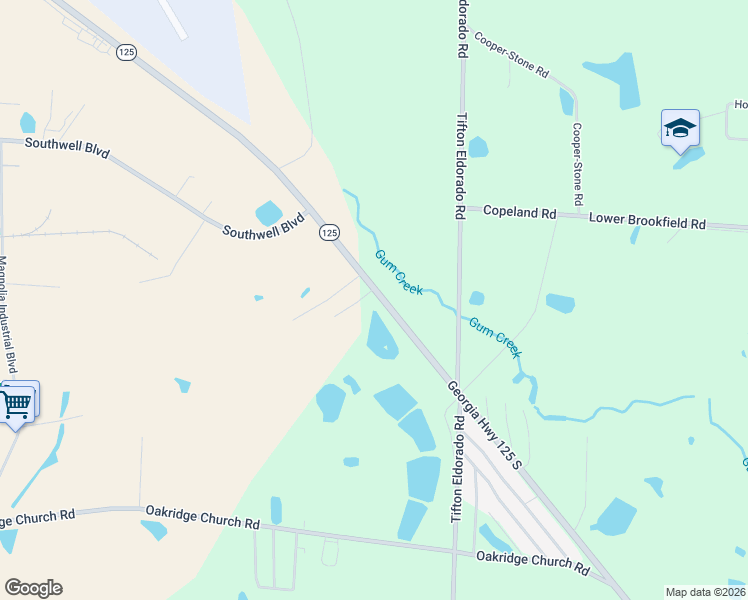 map of restaurants, bars, coffee shops, grocery stores, and more near 294 Macdonald Lane in Tifton