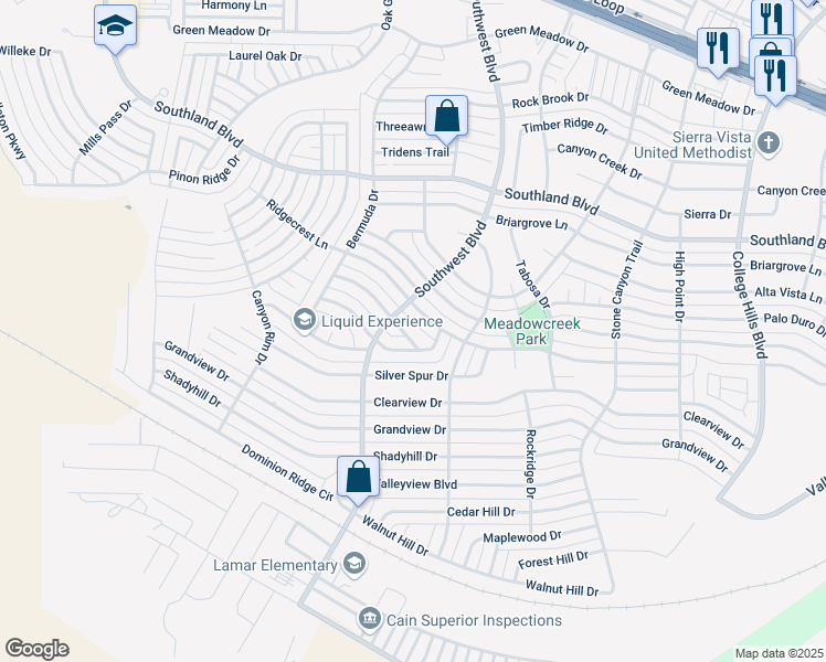 map of restaurants, bars, coffee shops, grocery stores, and more near 3401-3429 Windmill Dr in San Angelo