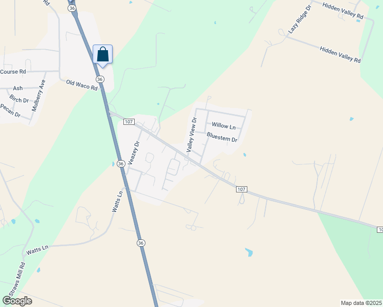 map of restaurants, bars, coffee shops, grocery stores, and more near 102 Lark Street in Gatesville