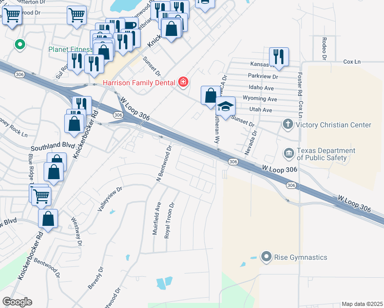 map of restaurants, bars, coffee shops, grocery stores, and more near 1901-2085 West 306 Loop in San Angelo