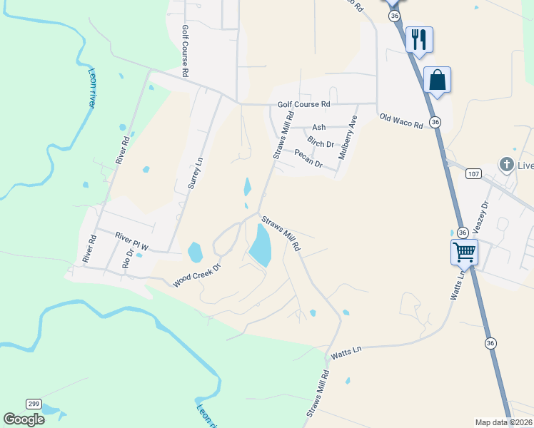 map of restaurants, bars, coffee shops, grocery stores, and more near 403 Straws Mill Road in Gatesville