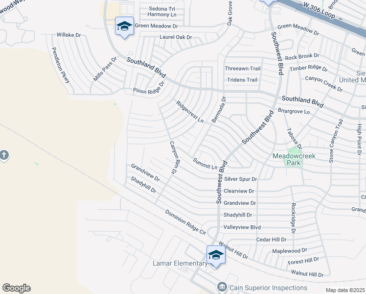 map of restaurants, bars, coffee shops, grocery stores, and more near 3560 Summit Lane in San Angelo