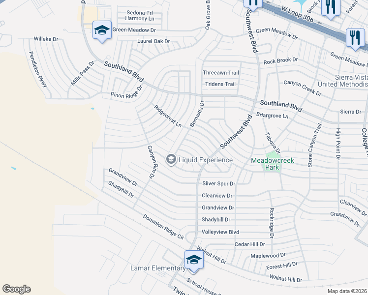 map of restaurants, bars, coffee shops, grocery stores, and more near 4942 Bermuda Drive in San Angelo