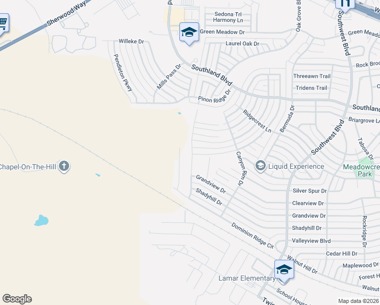 map of restaurants, bars, coffee shops, grocery stores, and more near 5701 Coral Way in San Angelo