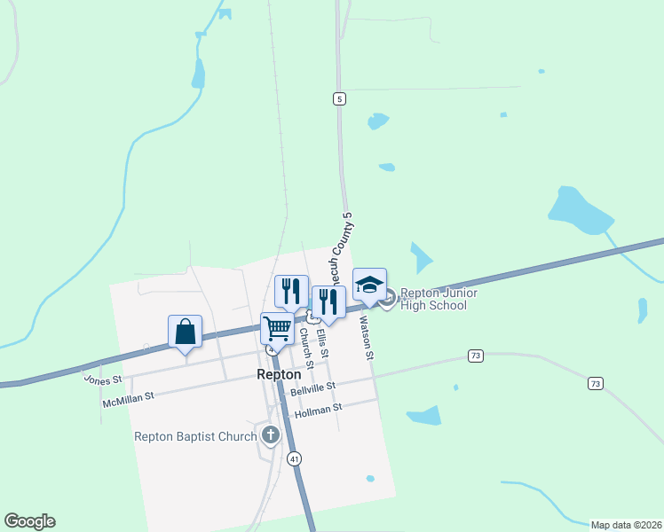 map of restaurants, bars, coffee shops, grocery stores, and more near Conecuh County 5 in Repton