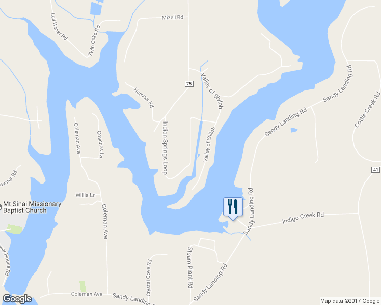 map of restaurants, bars, coffee shops, grocery stores, and more near Indian Springs Loop in Andalusia