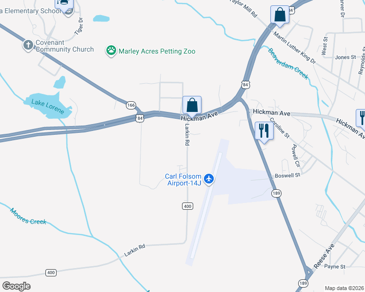 map of restaurants, bars, coffee shops, grocery stores, and more near 168 Larkin Road in Elba