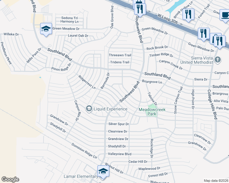 map of restaurants, bars, coffee shops, grocery stores, and more near 5321 Saddle Ridge Trail in San Angelo