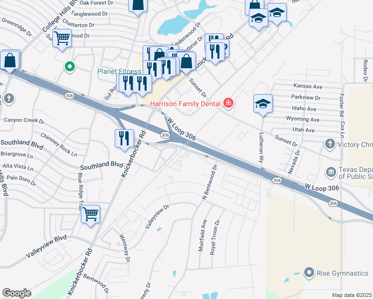 map of restaurants, bars, coffee shops, grocery stores, and more near 1901 West 306 Loop in San Angelo