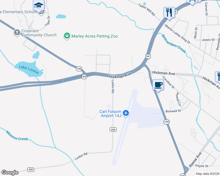map of restaurants, bars, coffee shops, grocery stores, and more near 168 Larkin Road in Elba