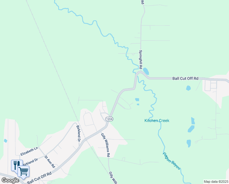 map of restaurants, bars, coffee shops, grocery stores, and more near 1396 Louisiana 1204 in Pineville