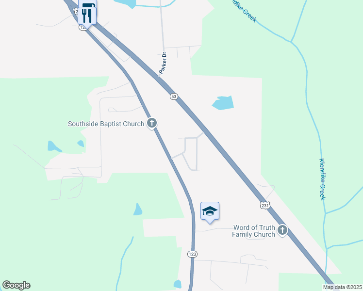 map of restaurants, bars, coffee shops, grocery stores, and more near 214 Honeysuckle Lane in Ozark
