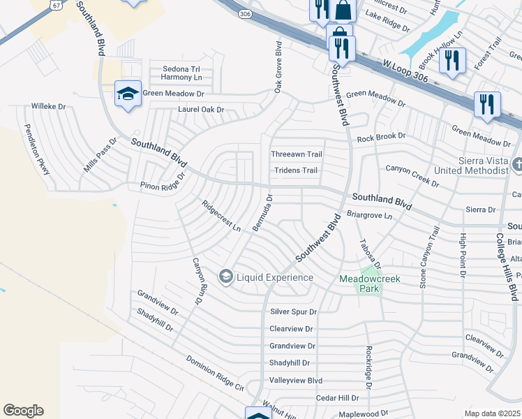 map of restaurants, bars, coffee shops, grocery stores, and more near 4821 Bermuda Drive in San Angelo