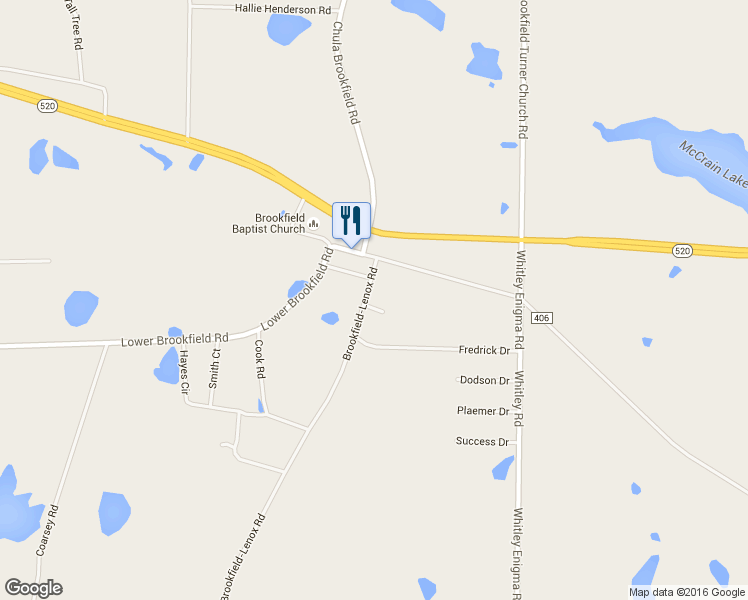 map of restaurants, bars, coffee shops, grocery stores, and more near 23 Brookfield-Lenox Road in Tifton