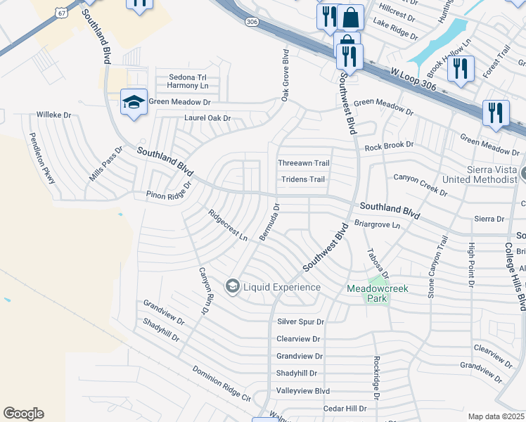 map of restaurants, bars, coffee shops, grocery stores, and more near 4821 Bermuda Drive in San Angelo