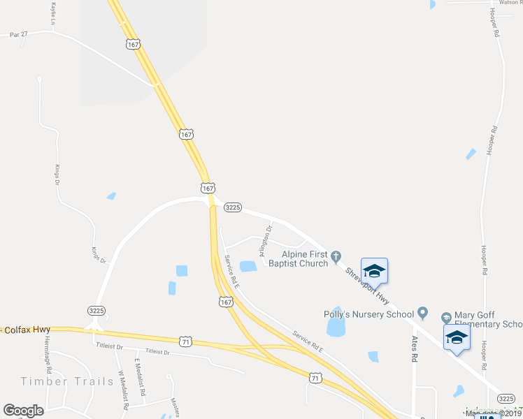 map of restaurants, bars, coffee shops, grocery stores, and more near 7428 Shreveport Highway in Pineville