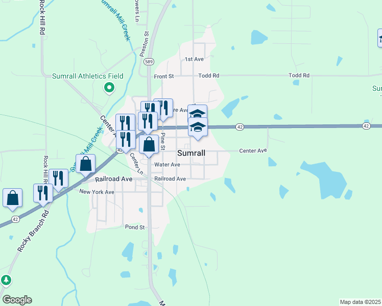 map of restaurants, bars, coffee shops, grocery stores, and more near in Sumrall