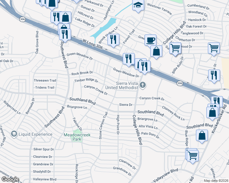map of restaurants, bars, coffee shops, grocery stores, and more near 4501-4599 Stone Canyon Trail in San Angelo