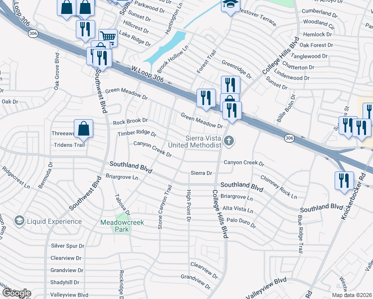 map of restaurants, bars, coffee shops, grocery stores, and more near 4501 Stone Canyon Trail in San Angelo