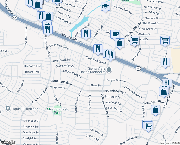 map of restaurants, bars, coffee shops, grocery stores, and more near 4501-4599 Stone Canyon Trail in San Angelo