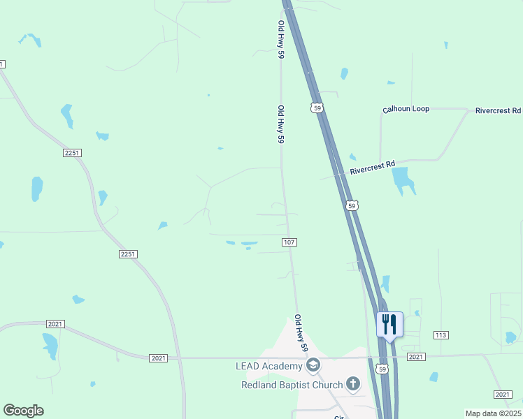 map of restaurants, bars, coffee shops, grocery stores, and more near 647 Old Highway 59 in Lufkin