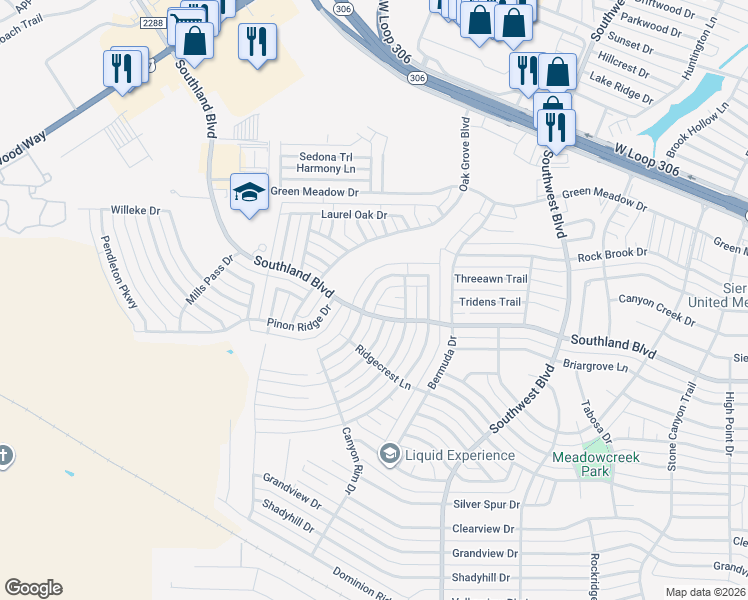 map of restaurants, bars, coffee shops, grocery stores, and more near 4202 Shefflera Drive in San Angelo