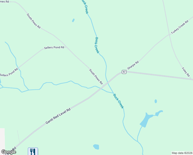 map of restaurants, bars, coffee shops, grocery stores, and more near South Pines Road in Red Level