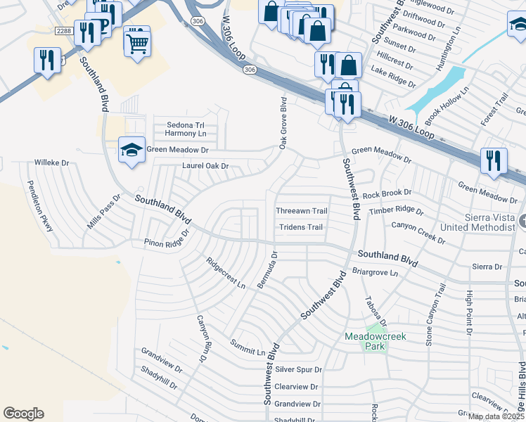 map of restaurants, bars, coffee shops, grocery stores, and more near 4702 Royal Oak Drive in San Angelo