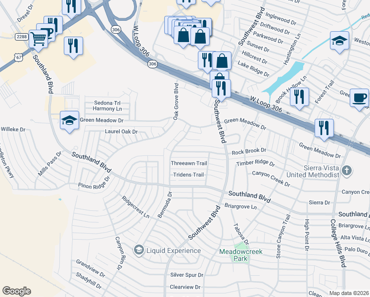 map of restaurants, bars, coffee shops, grocery stores, and more near 4466 Bermuda Drive in San Angelo