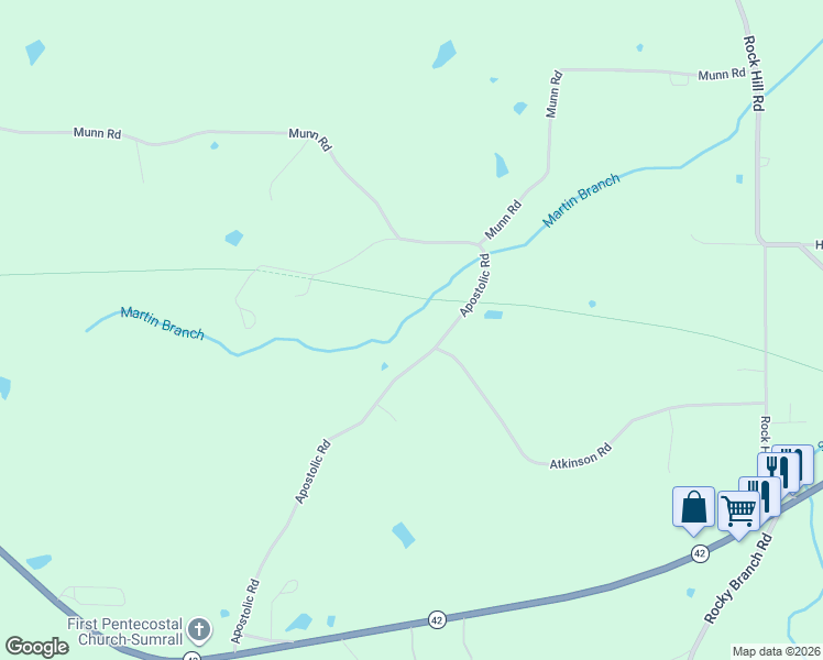 map of restaurants, bars, coffee shops, grocery stores, and more near 169 Apostolic Road in Sumrall