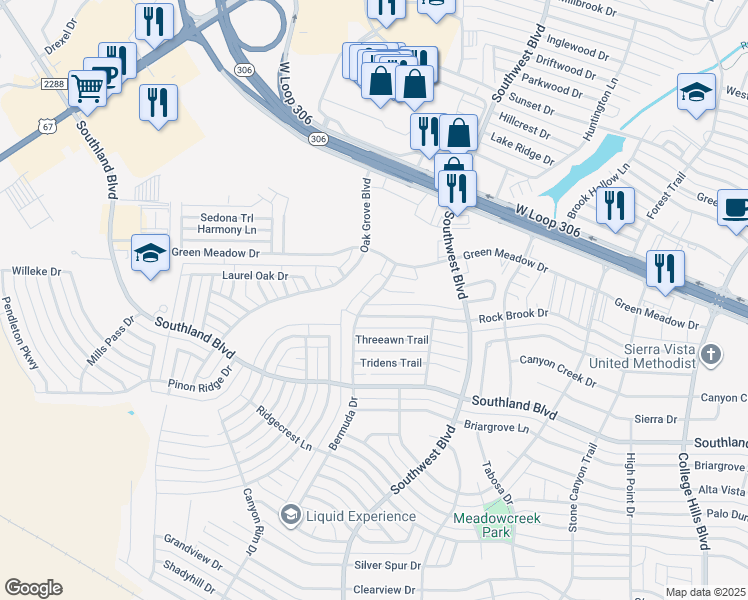 map of restaurants, bars, coffee shops, grocery stores, and more near 4466 Bermuda Drive in San Angelo