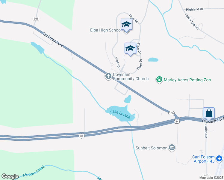 map of restaurants, bars, coffee shops, grocery stores, and more near 2701 Marilyn Street in Elba