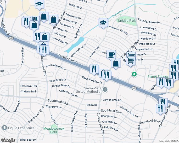 map of restaurants, bars, coffee shops, grocery stores, and more near in San Angelo